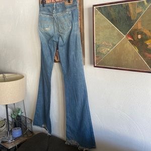 LATE 90s VTG ABERCROMBIE & FITCH VINTAGE DISTRESSED 5 POCKET FLARE JEANS 2 L